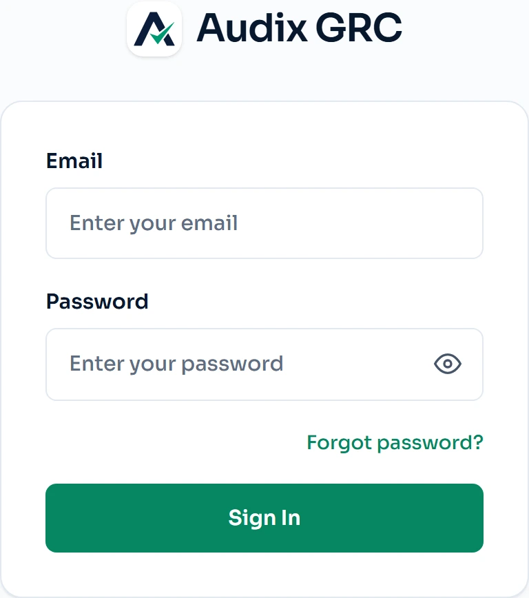 The only way in. There is no sign-up link on this screen, because an account is only ever created from an invitation.