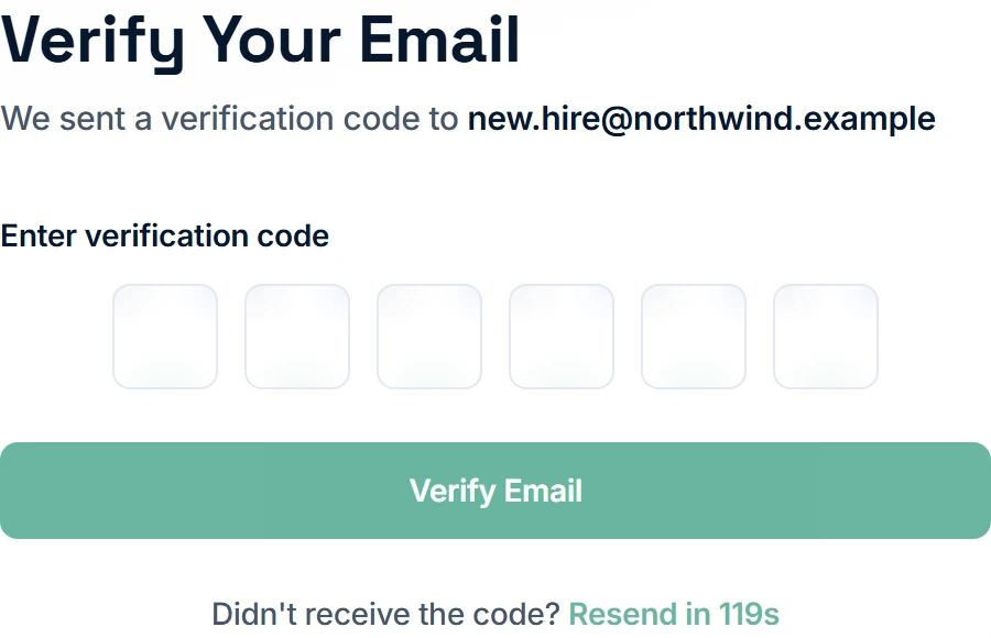 The step between creating the account and being able to sign in.